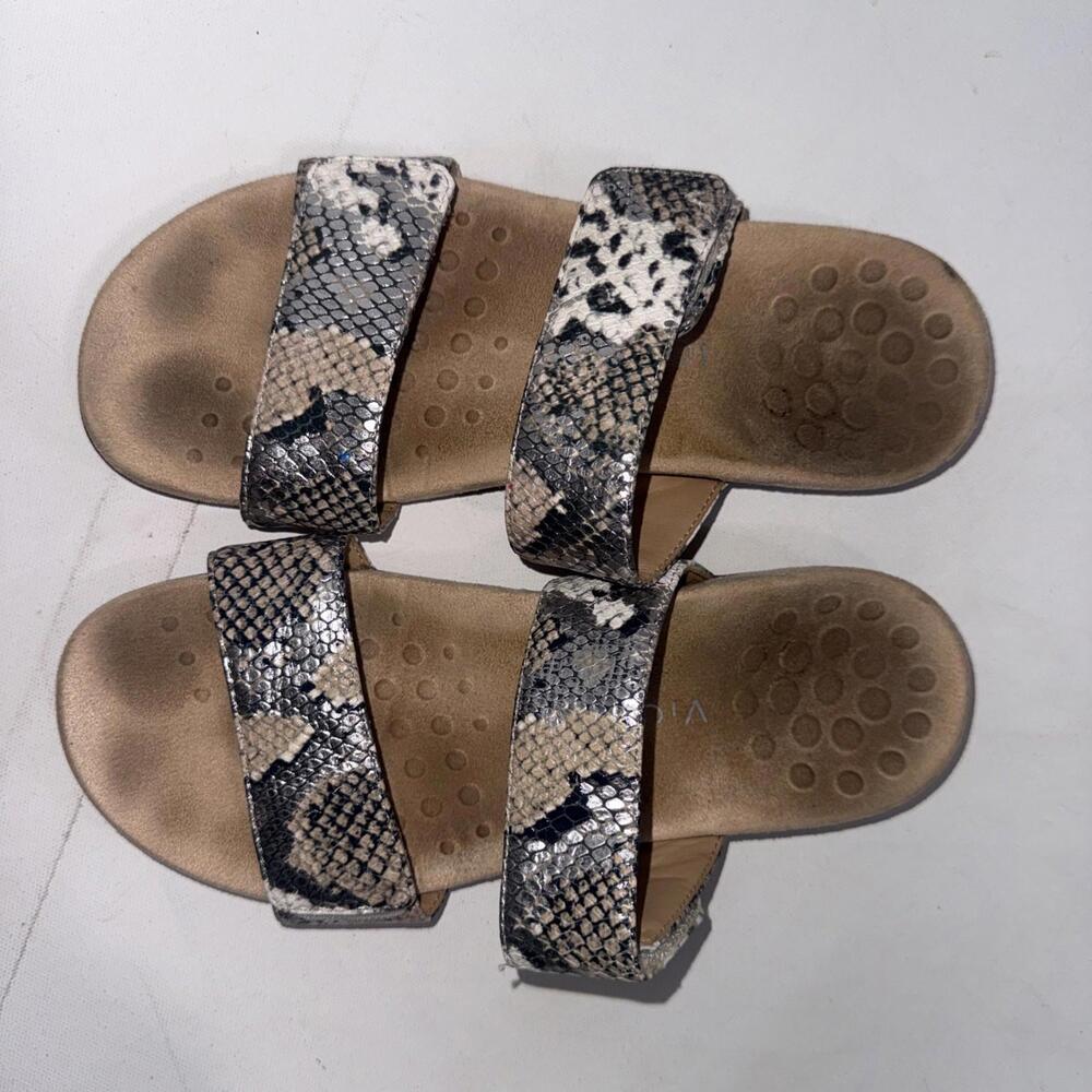 Vionic Comfort Randi Boa‎ Flip Flop Metallic Snake Print Sandals Slides Size 8 - Picture 10 of 11